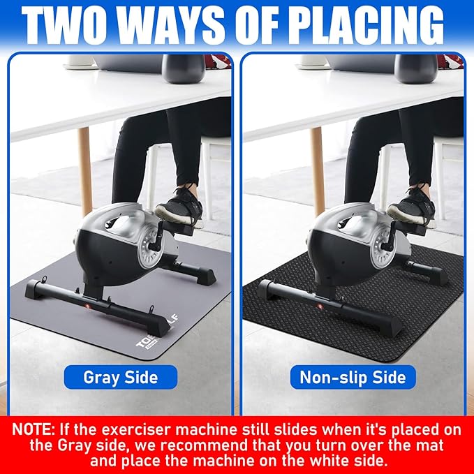 TOBWOLF Non-Slip Workout Mat for Ellipse Leg Exerciser, Ellipse Machine Mat, Exercise Mat for Under Desk Ellipticals, Suitable for Electric Seated Foot Pedal Exerciser, Stability & Floor Protection