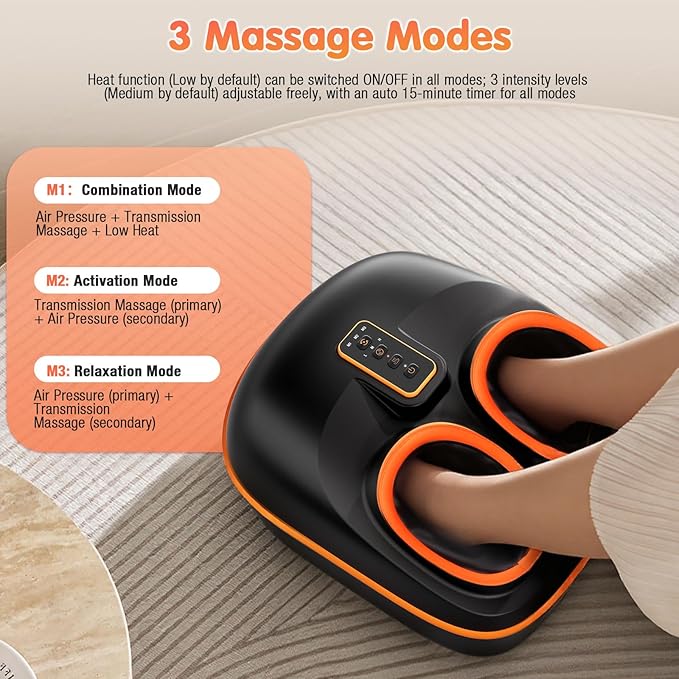 Foot Massager Machine with Heat, Upgrade 6 Airbags 29 Nodes Deep Rolling, Compression, Ankle Kneading, Shiatsu Foot Massager for Neuropathy Plantar Fasciitis, Gifts for Men Women Fits Up to 13"