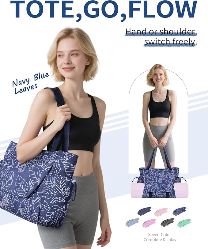 sportsnew Yoga Mat Bag Tote Yoga Gym Bags For Women Men with Waterproof Wet Pocket & Hook-and-loop, Quick Access Storage Yoga Mat Bag Carrier
