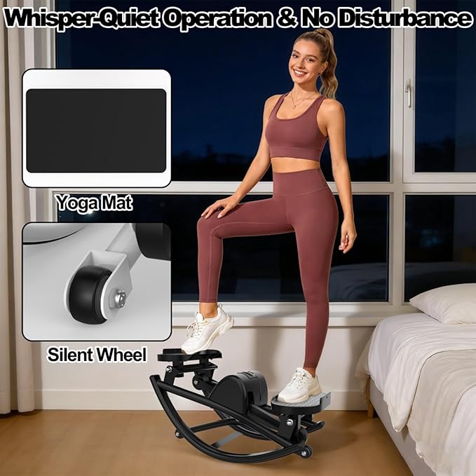 Rocking Stepper,Rock Stepper Side to Side,Step Rocker Machine with Resistance Bands & Anti-Slip Mat and LCD Monitor, Professional Mini Steppers for Exercise at Home