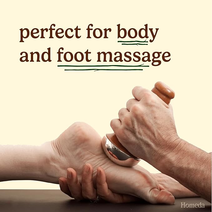 Kansa Wand Ayurveda Foot Massager - Indian Skincare Tool - SWA Kansa Wand for Feet & Face Relazation, Wellness & Detox - Ayurveda Gifts (Single Bowl)