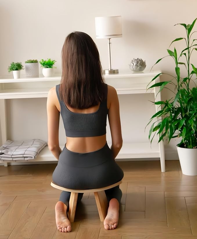 Solid Wood Ergonomic Kneeling Stool. Suitable for Temple Ceremonies, Tea Ceremonies, Meditation, Yoga, as Well as Home Fitness Assistance Chair (L# is Suitable for Height Above 180CM(70.8 in)