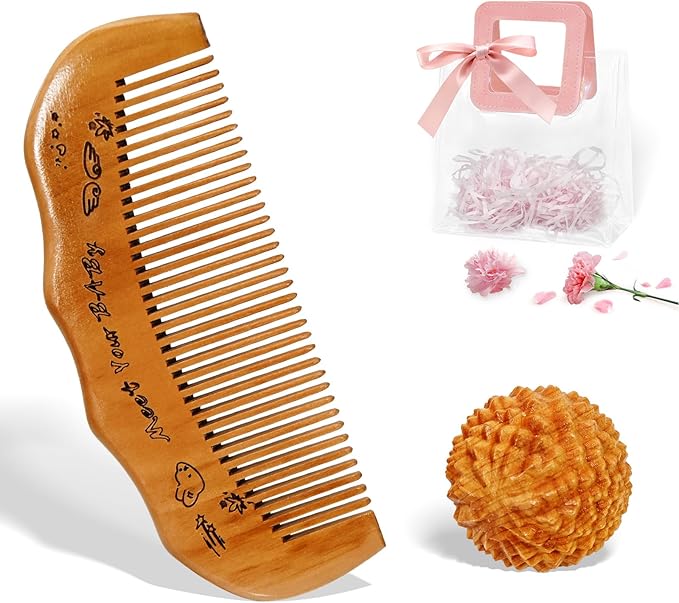 Birth Comb Acupressure Massage Ball Set - Wooden Labor Comb Natural Labor and Delivery Essentials, Mom to Be Gift, New Mom Gifts for Labor Pain Relief