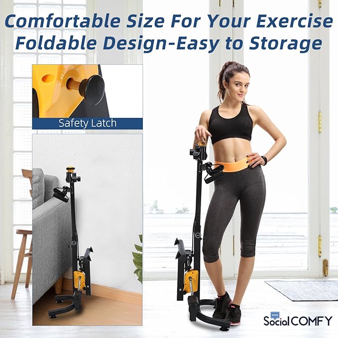 Pedal Exerciser for Elderly, Hand Arm Leg and Knee Exercise Bike, Adjustable Fitness Equipment for Total Body, Home Pedal Exercise Bike w/ Handgrip, Resistance Band, Non-Slip Suction Cup