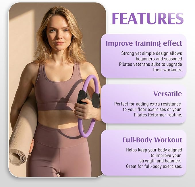 JKSHMYT Pilates Ring Fitness Circle for Women, Pilates Equipment – 14.5" Home Magic Exercise Workout, Better me Pilates Essentials Starter Set for Beginners Toning Shape Full Body