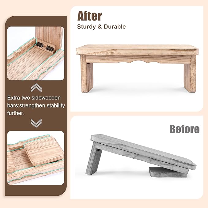 Meditation Bench - Yoga Bench,Wooden Zen Meditation Stool Kneeling Bench for Mindfulness Practice Tea Ceremony and Relaxation Ergonomic Design for Comfort and Support Household (Light Wood)