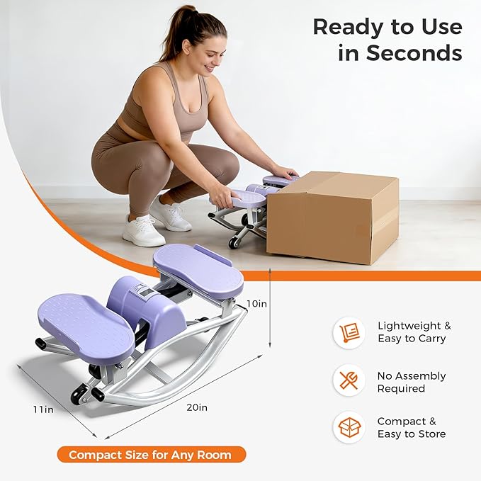 Rock Stepper Side to Side Low Impact Stair Stepper,Quiet Steppers for Exercise at Home with Resistance Bands & Non-Slip Mat – Exercise Step Balance Board Workout Equipment for Apartment & Living Room