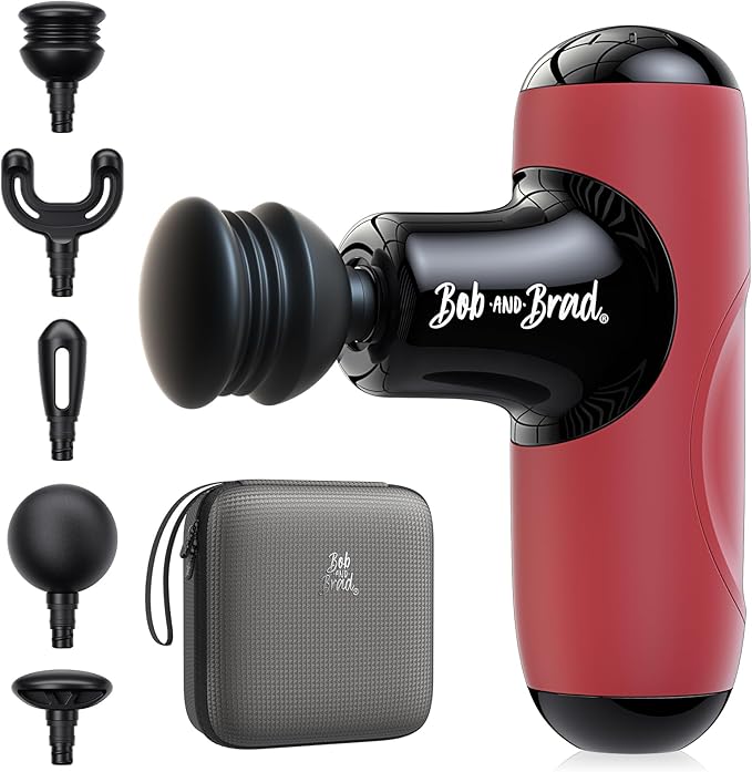 BOB AND BRAD Q2 Mini Massage Gun for Women - Portable Muscle Pain Relief, Powerful Deep Tissue Percussion Massager, Ultra Quiet Handheld Massager, Designed for Travel - Red