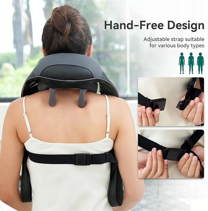 Snailax Cordless Neck Massager with Heat for Pain Relief Deep Tissue, 4D Kneading, Mothers Day Gifts, Rechargeable Shiatsu Back Neck Massager for Neck, Shoulders Back