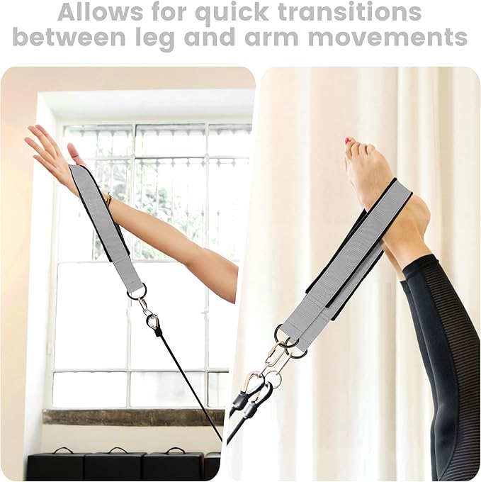 2PCS Comfortable Enhanced Thickness Pilates Double Loop Strap - D-Ring Strap for Home Gym & Yoga Workout Accessories