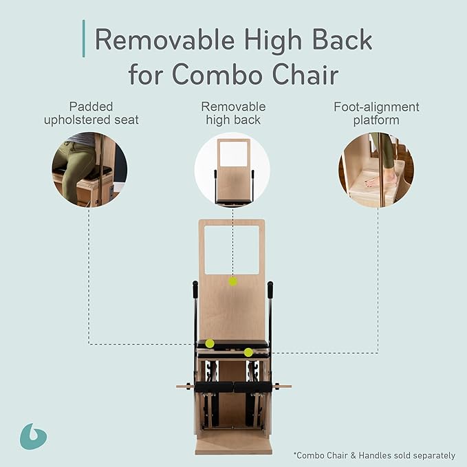 Balanced Body Removable High Back for Combo Chair, Pilates Chair Workout Equipment for Home Gym or Studio