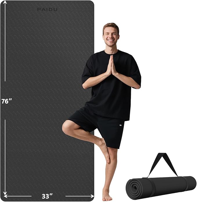 Extra Long Wide Yoga Mat 76"x33"x2/5 Inch - Non Slip Thick Exercise Mat for Home Gym, Yoga, Pilates & Workouts
