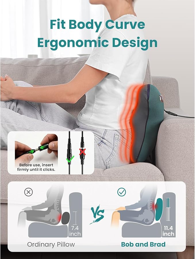 BOB AND BRAD Back Massager with Heat FSA Eligible/HSA Eligible, EZBack Corded Back Massager for Pain Relief Deep Tissue, Shiatsu Back and Neck Massage Pillow, Soothing Full-Body Relief for Women Men