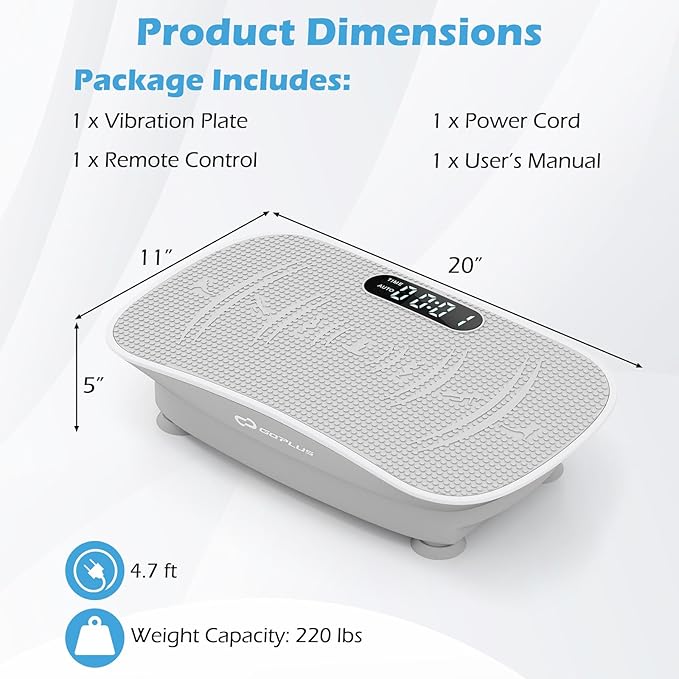 Goplus Vibration Plate Exercise Machine, Vibrating Platform for Lymphatic Drainage w/Remote, LED Display, Home Workout Full Body Shake Board for Weight Loss