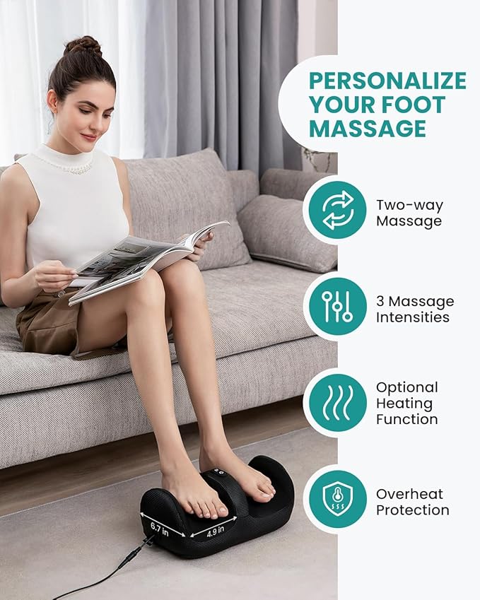 Nekteck Foot Massager with Heat & Foot Roller, Shiatsu Calf Leg Massager for Circulation and Neuropathy Pain Relief for Feet Care Home Office Gadgets Relaxing Massage Tools Gifts for Women Men Mom Dad