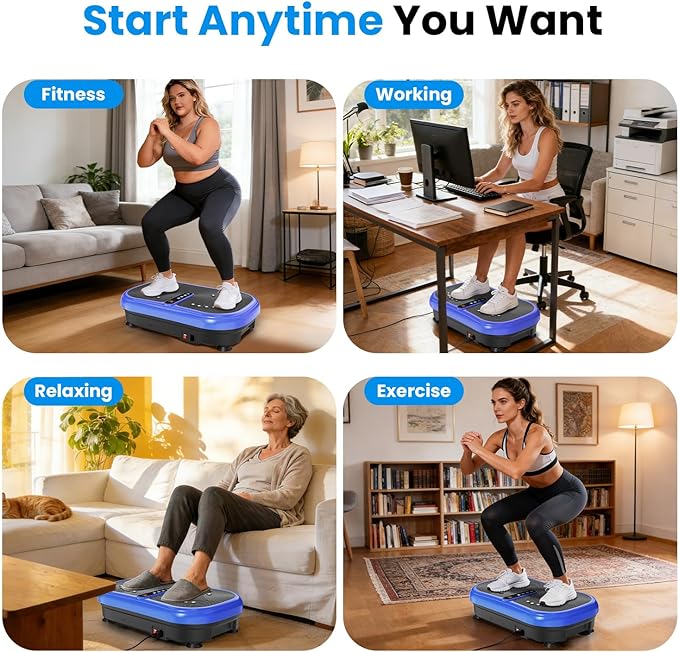 AXV Vibration Plate Fitness Platform Exercise Machine Vibrating Lymphatic Drainage Shaking Workout Full Body Shaker Vibrate Stand Shake Board Sport Gym Pad for Weight Loss Fat Burner for Women Men