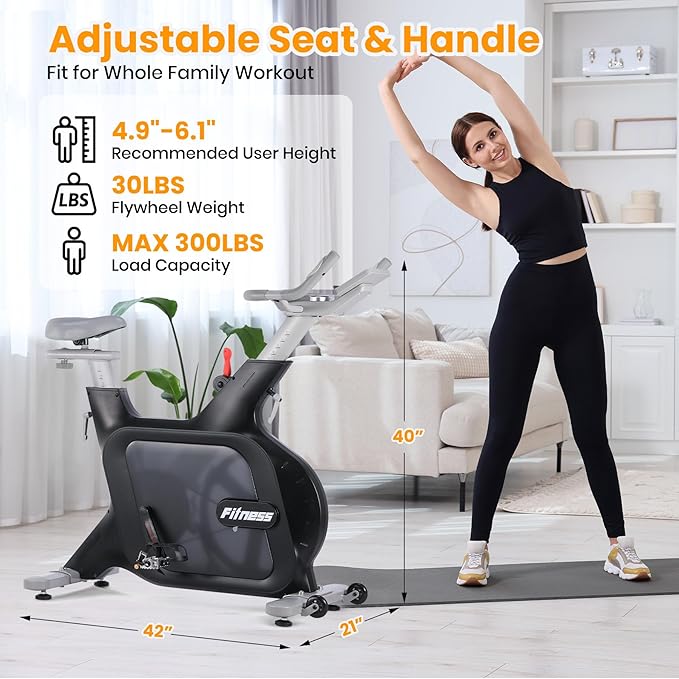 GarveeLife Exercise Bike, Indoor Cycling Bike/Brake Pad Stationary Bike for Home, Indoor Bike with Silent Belt Drive, Heavy Flywheel, Comfortable Seat Cushion and Upgraded LCD Monitor