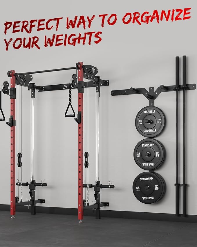 Mikolo Weight Plate Storage Rack, Wall Mounted Weight Plate Holder, Bumper Plate Storage for Home Gym, Fit 1" and 2" Plates