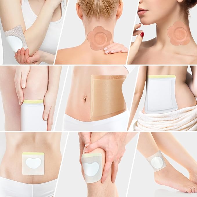 50 Pcs Castor Oil Patches with (8oz) Castor Oil Organic Cold Pressed Unrefined Glass Bottle,Cotton Caster Oil Pack Wrap for Waist Back Neck Arm Belly,Self-Adhesive Disposable for Convenient Use