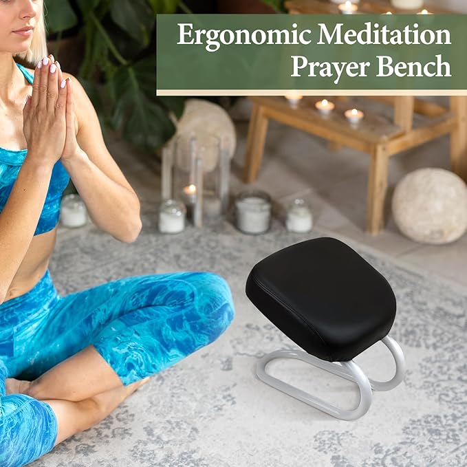 Meditation Stool Prayer Stool Lightweight Ergonomic Gift Comfortable Women Meditation Bench Seat for Yoga Studio and Home Praying