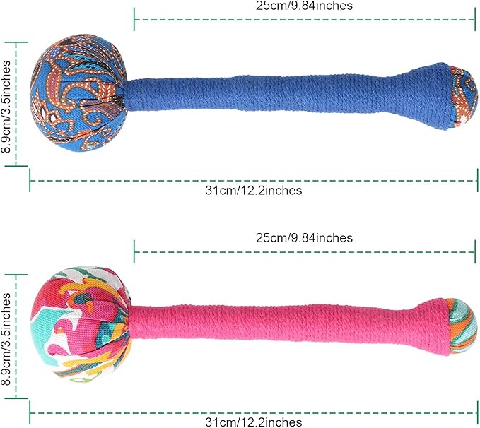 2PCS Herbal Wormwood Lymphatic Drainage Anti Slip Manual Massage Hammer Longer Handle Back Massager for Shoulder, Neck & Muscle Pain Relief (Rose Red/Dark Blue)