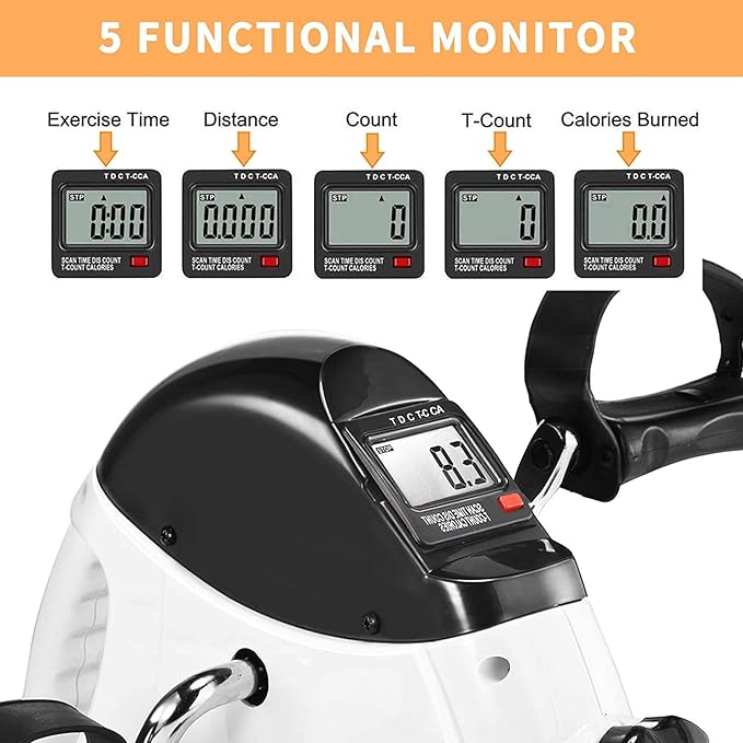 Under Desk Bike Pedal Exerciser，Mini Exercise Bike，Portable Foot Peddler Desk Bike for Physical Therapy Leg and Arm Exercisers，Adjustable Sitting Pedal Exerciser for Elderly Men Women