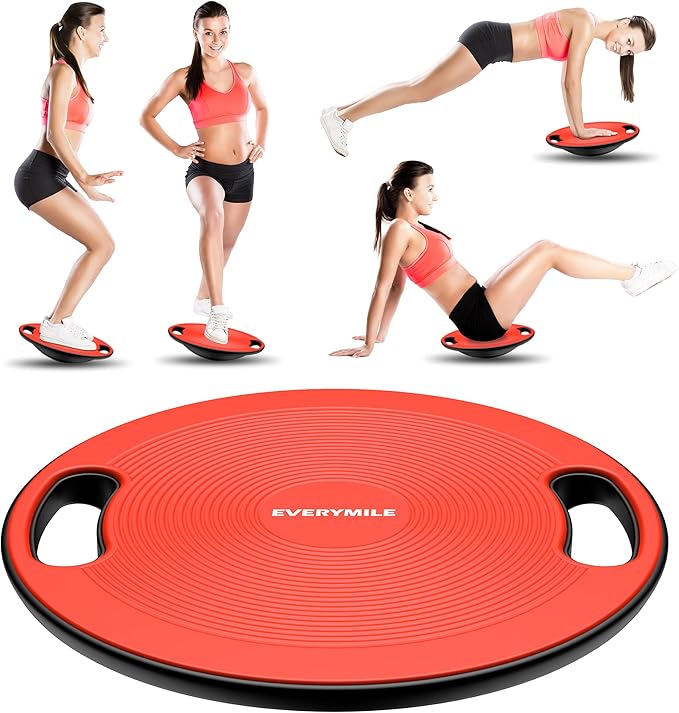 EVERYMILE Wobble Balance Board, Exercise Balance Stability Trainer Portable Balance Board with Handle for Workout Core Trainer Physical Therapy & Gym No-Skid Surface