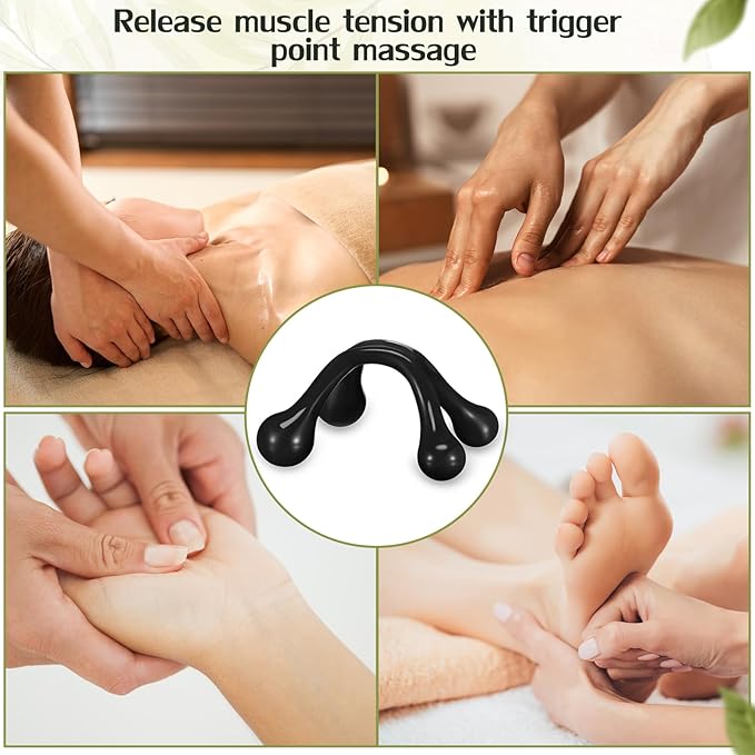 TrelaCo 50 Pack Four Point Massage Tools Christmas for Employees Gift White Elephant Gift 4 Legged Massage Knobs Portable Palm Shaped Manual Back Massager Handheld(Black)