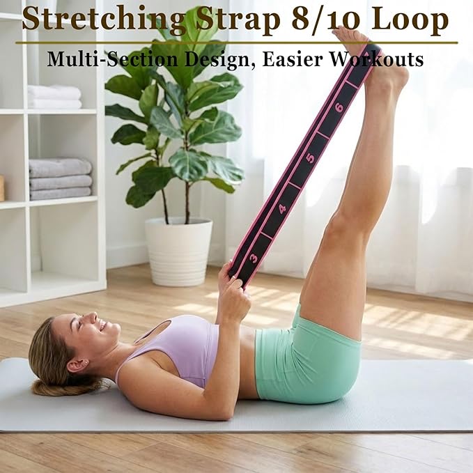 Fitness Resistance Band for Stretching and Yoga - 8/10/12 Section Fitness Resistance Band, Elastic Training Belt for Yoga, Latin, Pilates