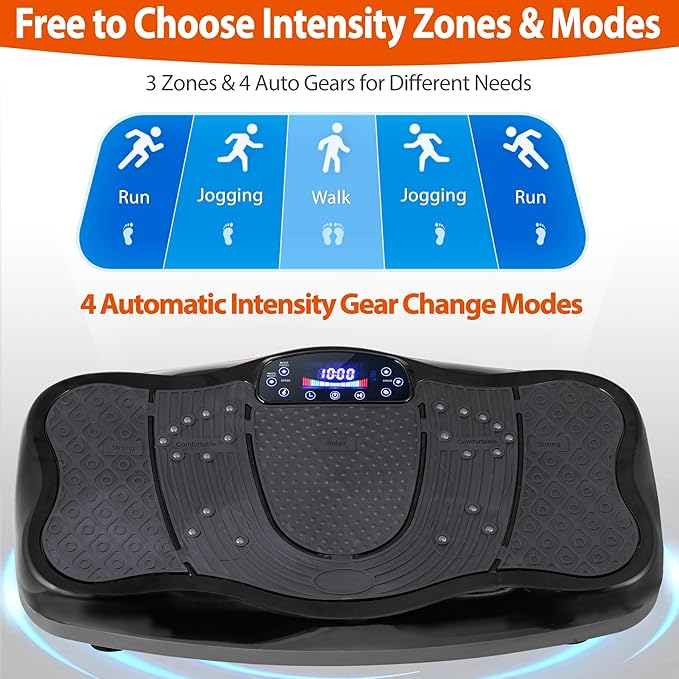 HomGarden Waver Vibration Platform Exercise Machine, Whole Body Workout Fitness Vibration Plates w/ Loop Bands, Full Body Home Training Equipment for Weight Loss