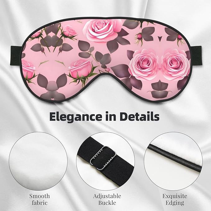 Pretty Pink Roses Head-Mounted Double-Sided Light-Blocking Sleeping Eye mask to Protect Eyes and Relieve Eye Fatigue