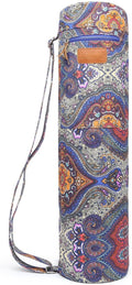 Canvas Yoga Mat Bag with Adjustable Strap & Pockets, Full-Zip Travel Gym Tote for Women & Men, Fits 1/4" & 1/3" Thick Mats, Lightweight Carrier for Yoga, Studio, Workout, Outdoor Use