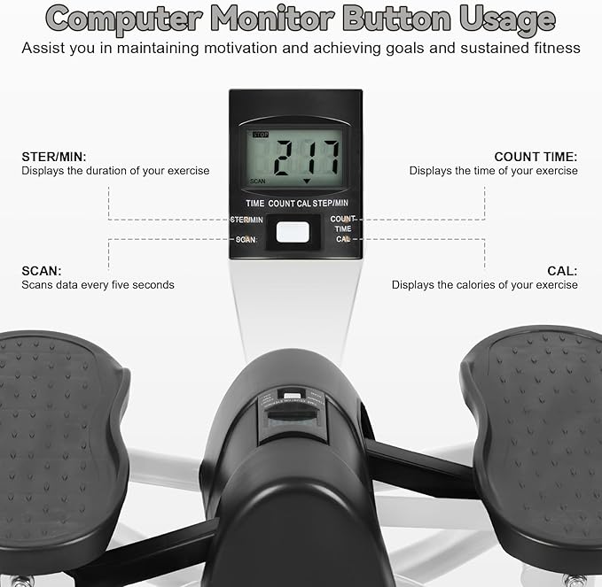 Rocking Stepper with LCD Monitor and Resistance Bands, Low-Impact Lateral Fitness Stepper Side to Side at Home for Legs, Glutes, Abs, 100kg Weight Capacity, Includes Floor Mat