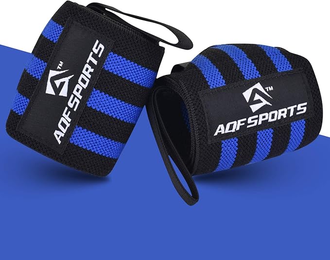 AQF Wrist Wraps for Weightlifting - USPA & IPL Approved 18" Gym Wrist Support with Thumb Loop - Heavy Duty Lifting Wrist Straps for Fitness, Workout, Powerlifting, & Bodybuilding (Pair)