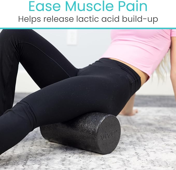 Vive High Density Foam Roller (12 inch) - Large Foam Roller for Exercise, Physical Therapy, Yoga, Pilates, Stretching - Pain Relief Massager for Trigger Point, Deep Muscle Massage, Myofascial Release