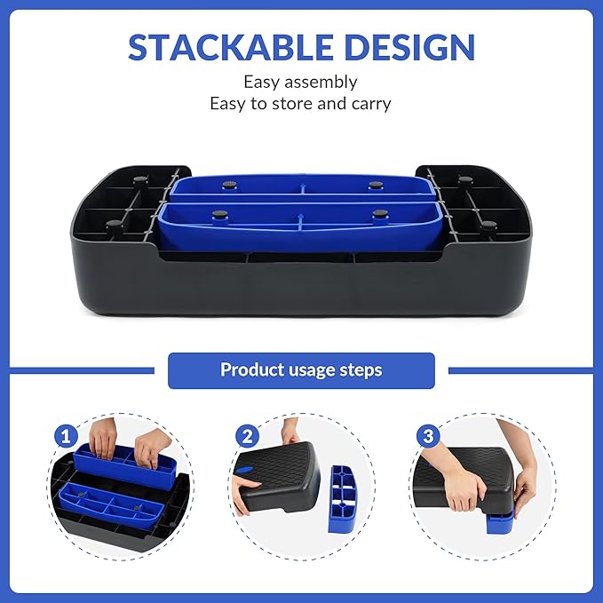 Fitvids 18" Aerobic Step Platform, Workout Stepper with Adjustable 2 Stackable Risers 3" 5.5" for Home Gym Small Space, Exercise Step, Multiple Option