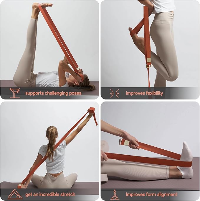 Yoga Straps 1.8M or 2.5M, Durable Cotton Yoga Straps for Stretching, Adjustable Yoga Belt Strap for Yoga, Dance, Gym Workouts