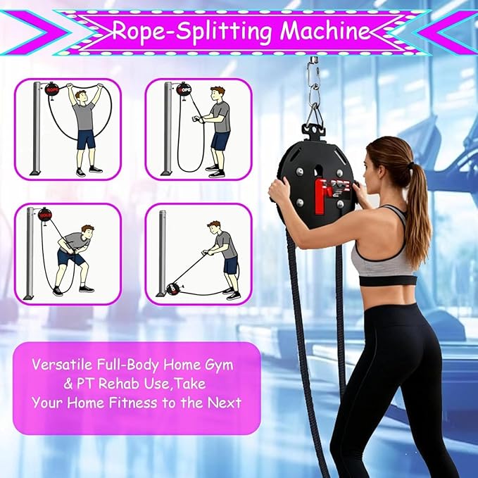 Resistance Trainer Machine, Endless Rope Trainer | Adjustable | Suspension Endless Rope Pulley System | Closed-Loop Nylon Rope | Home Gym Infinity Rope for Interval Resistance Training Red