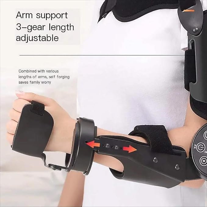 Elbow Joint Recovery Device, Stroke Rehabilitation arm Elbow Protector, Hemiplegia Robot Training Device, hinged Elbow Support arm Exerciser with Remote Control and Intelligent Timing(Right)