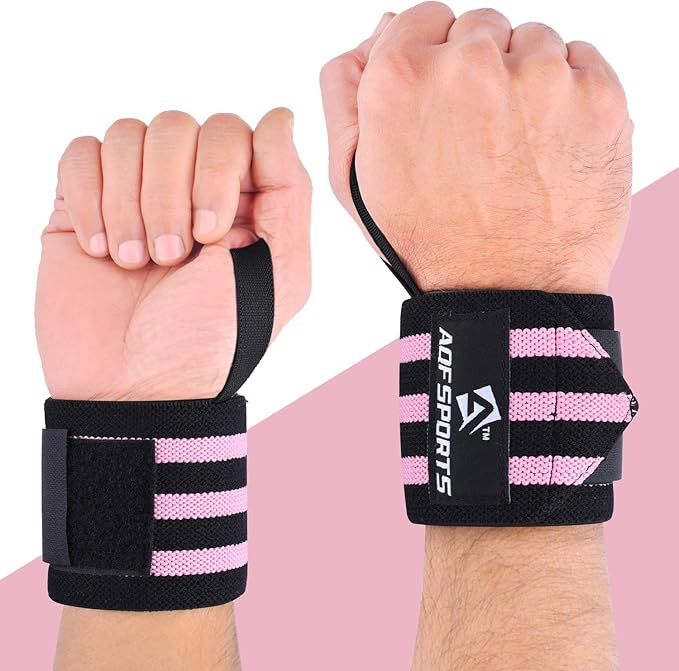 AQF Wrist Wraps for Weightlifting - USPA & IPL Approved 18" Gym Wrist Support with Thumb Loop - Heavy Duty Lifting Wrist Straps for Fitness, Workout, Powerlifting, & Bodybuilding (Pair)