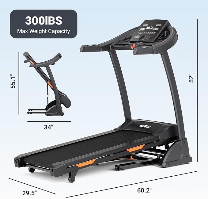 THERUN Incline Treadmill, Treadmills for Running and Walking, 300 lbs Weight Capacity Folding Treadmill with 0-15% Auto Incline, Wide Belt, 3.5 HP, App, Heart Rate