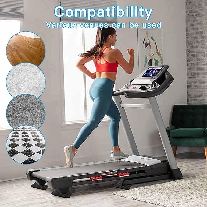 Non-Slip Treadmill Mat Pads, 4x4 Inch High Density Silicone Exercise Equipment Mat - Double-Sided Anti Vibration Pad for Treadmill, Walking Pad, Exercise Bike, Floor Protection