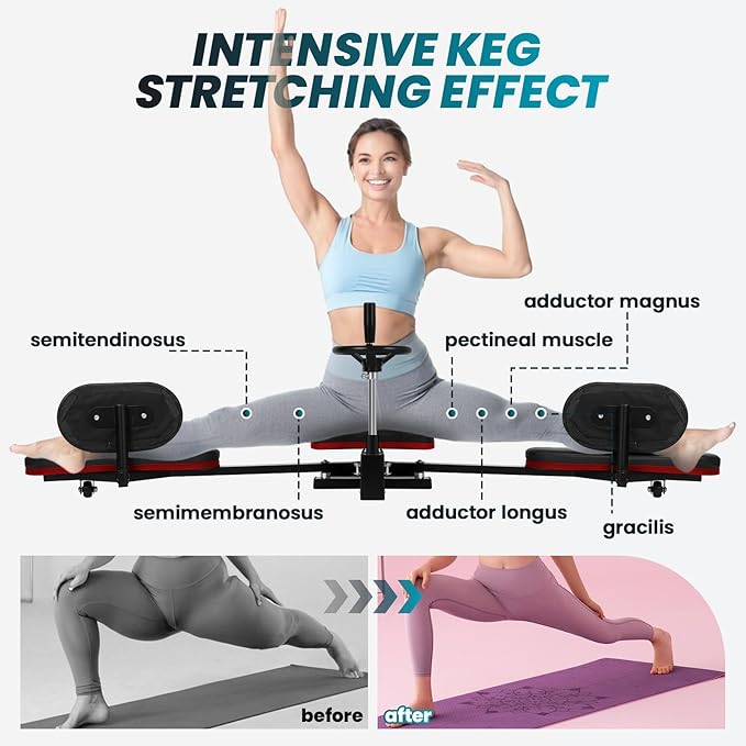 Hip Leg Strecher, 400LBS Steel Split Machine for Flexibility Kids Adults with Wheel, 240 ° Leg Strecher Machine for Flexibility Stretching Equipment Fitness Equipment Beauty Ballet Yoga