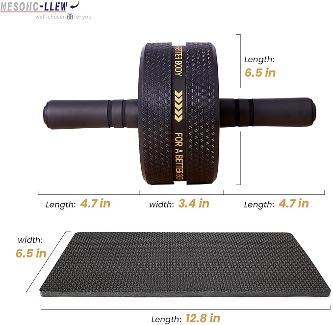 Ab Roller Wheel. Abdominal Training Roller for Men/Women, Abdominal Wheels Widened to 3.4 ", Rubber Tread of The Abdominal Wheel Upgraded, Max Weight 490 lbs