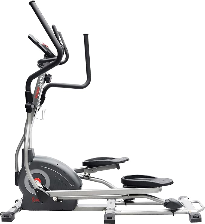 Sunny Health & Fitness Elliptical Exercise Machine, Silent Training, Long Stride Full Body Workout, Adjustable Resistance, Pulse Sensor, SunnyFit App via Bluetooth, Electric or Manual