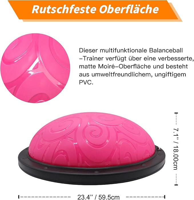 Ativafit Balance Ball Half Exercise Ball Balance Trainer Inflatable Yoga Ball for Home Gym Workouts Core Strength Fitness Half Ball with Resistance Bands, Pump, Support to 660 lbs