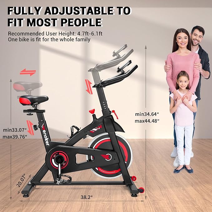 Exercise Bike, WENOKER Stationary Bike for Home, Indoor Bike with Silent Belt Drive, Heavy Flywheel, Comfortable Seat Cushion and Upgraded Digital Display