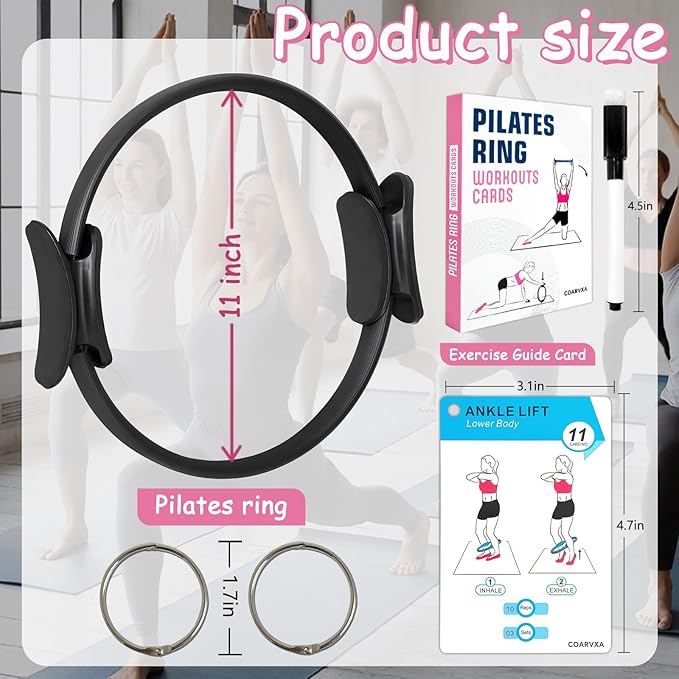 Pilates Ring Fitness Circle for Women - 15 Inch Magic Fitness Circle for Toning Inner & Outer Thighs, Bonus Pilates Equipment Thigh Master Guide.