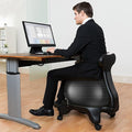 Active Sitting Exercise Ball Chair, Adjustable Posture Ball for Desk/Heavy Duty Pilates Ball for Chair Back with Rolling Wheel, Protection Legs/Spine Sensory Ball Chairs(Black)