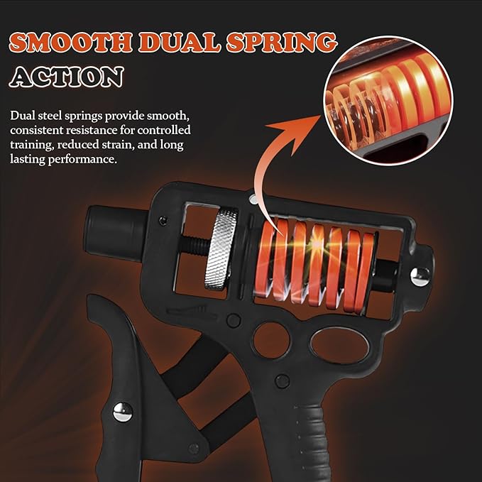 Adjustable 10–400 lb Grip Strength Trainer (Premium Adjustable Grip Strengthener for Forearm Training) Alloy Frame, Titanium-Plated Steel, TPR Non-Slip Handles | Color Orange